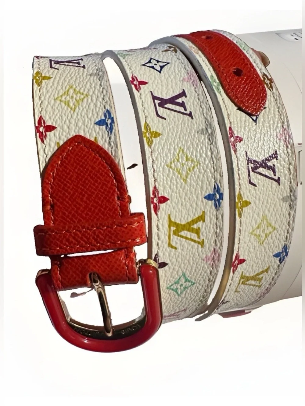 Louis Vuitton Authentic  Monogram Blanc Ceinture Candy Leather Belt 36/90